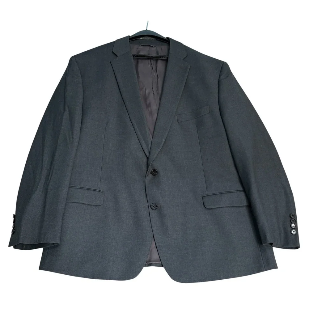 Ralph Lauren Two-Piece Suit 100% Wool Charcoal Gray Mens 48R W38 L30